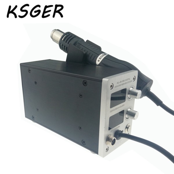 KSGER OLED T12 온도 2 in 1 올인원 핫 에어 건 건조기 디지털 하이엔지 재작업 납땜 스테이션 아 STM32