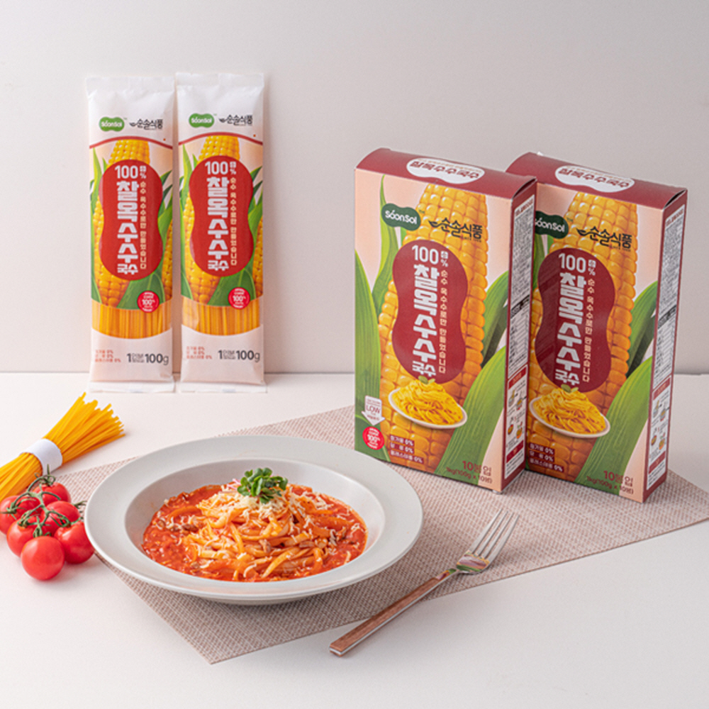 순솔 순솔 100 찰옥수수국수 1kg 100g x 10봉 글루텐프리 파스타면 고단백질 제로슈가 무가당 무첨가물 저칼로리면 찰옥수수면 1개