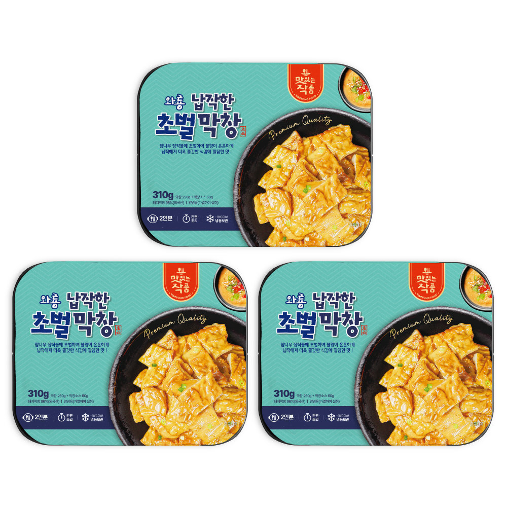 와룡식품 와룡식품 와룡식품 3팩 와룡막창 납작한 초벌막창 310g 막창소스 60g
