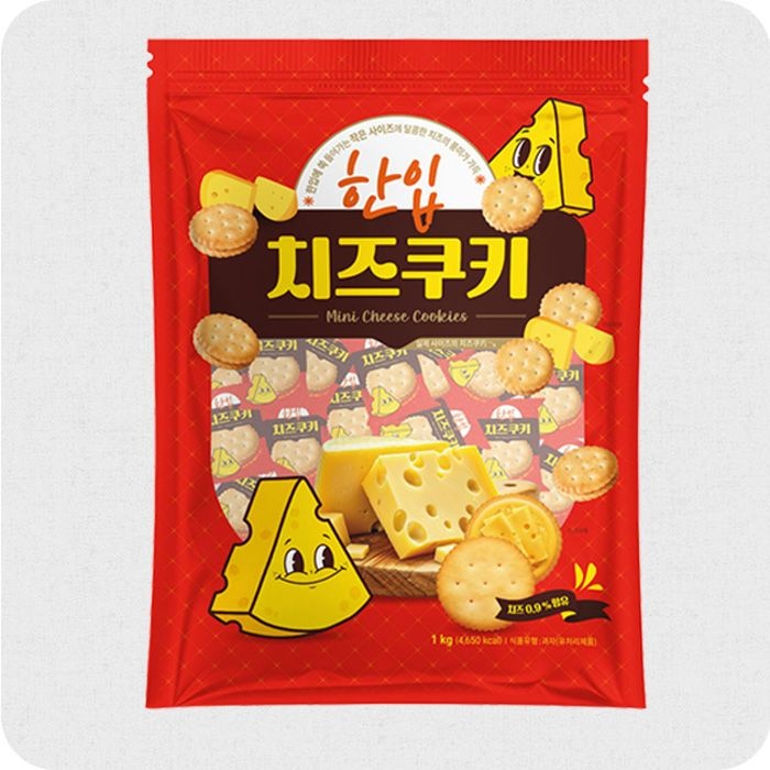 한입 치즈쿠키 대용량 개별포장 치즈과자 1000g 약160개입