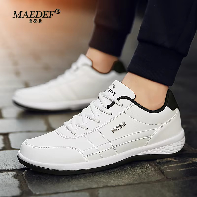 작업화 MAEDEF 남성용 가죽 운동화 방수 캐주얼 신발 레이스업 가황 남자