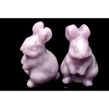 복연각 레피드라이트 리치아 운모 25x24x39mm 토끼 조각 장식품 1개별판매