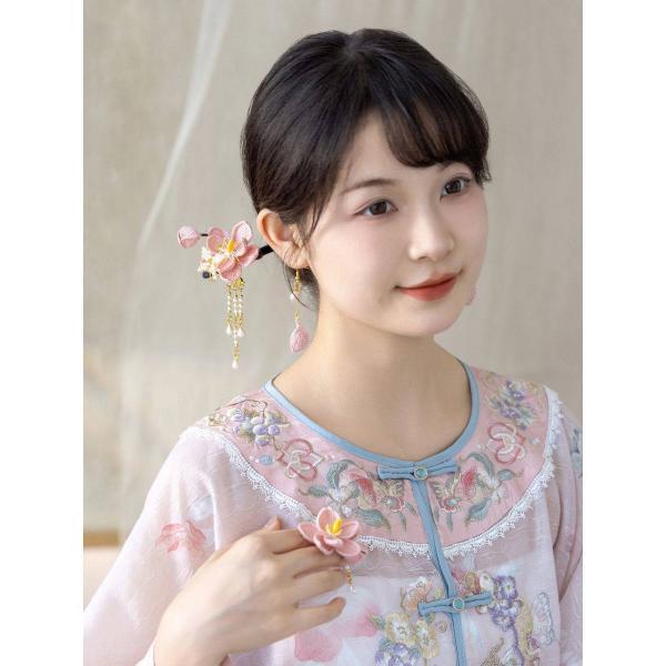수수언니네 꽃무늬 액세서리 세트 수제 DIY 스티치 짜임 레이스 실 소재 가방 귀걸이 비녀