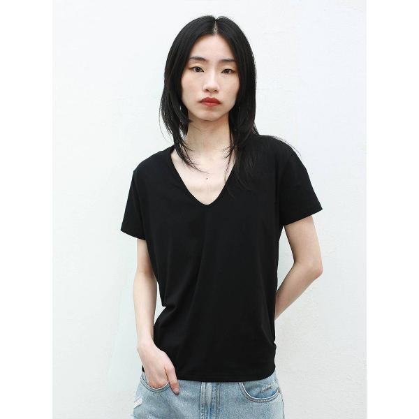 개말 사운드 클래식 오가닉 코튼 베이직 이너 브이넥 니트지 반팔티 핫픽스