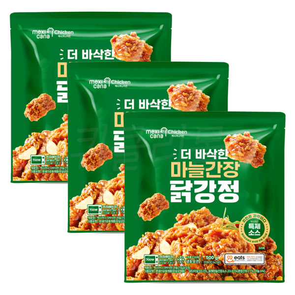 팔도맛쟁이 멕시카나 더 바삭한 닭강정 마늘간장맛 500g 3개