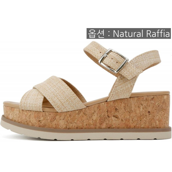 디에프디인터내셔날 Soda 소다 Seville Women Round Toe Crisscross Band Weddge Sandal with Adjustable Ankle Stra