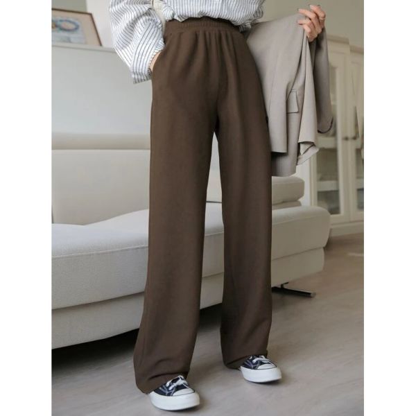 깔끔한 여성 밴드 밑단 슬랜트 포켓 바지 J 1587517
