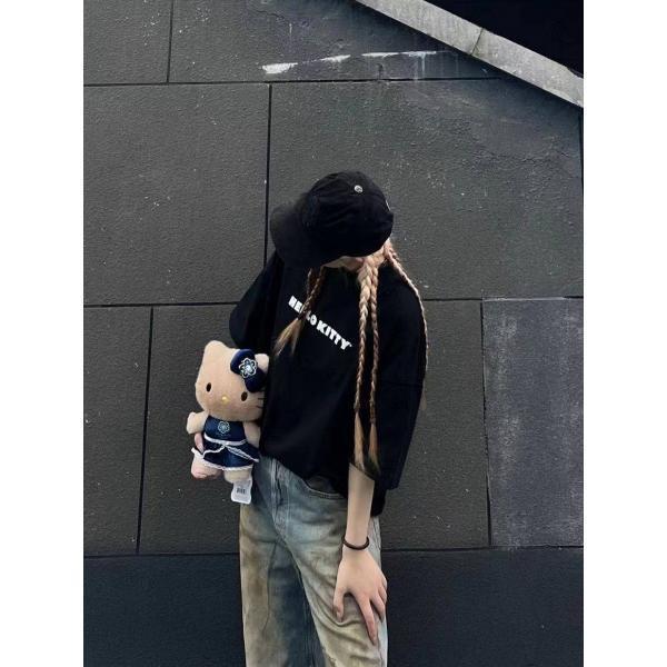 국내정품 반디더핑크헬로키티 콜라보레이션 버거 감자튀김 반팔티