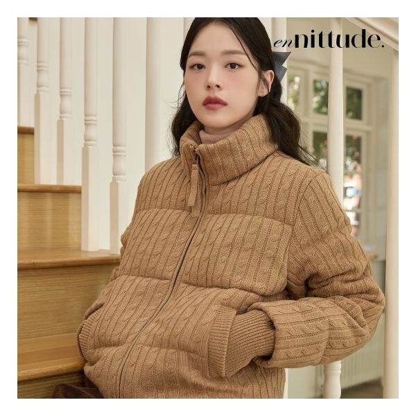 엔니튜드 매장정품 엔니튜드 울 블렌드 니트 패딩 점퍼 723183