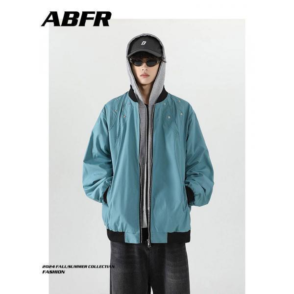 ABFR 스카이블루 징 야구점퍼 남 아메리칸 하이 스트리트 해체 빈티지 루즈핏 항공점퍼