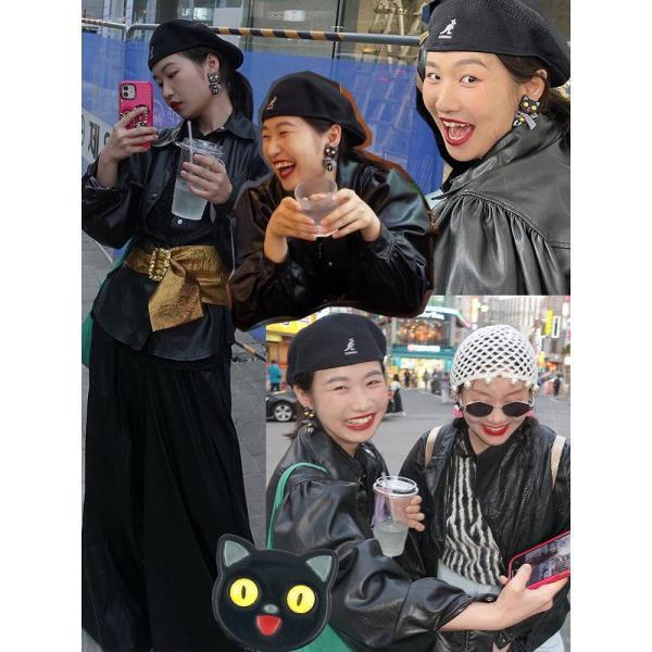 봄바카 카와이 파워 블랙캣 루나 오리지널 큐티 애니멀 스윗쿠 리본 귀걸이 여