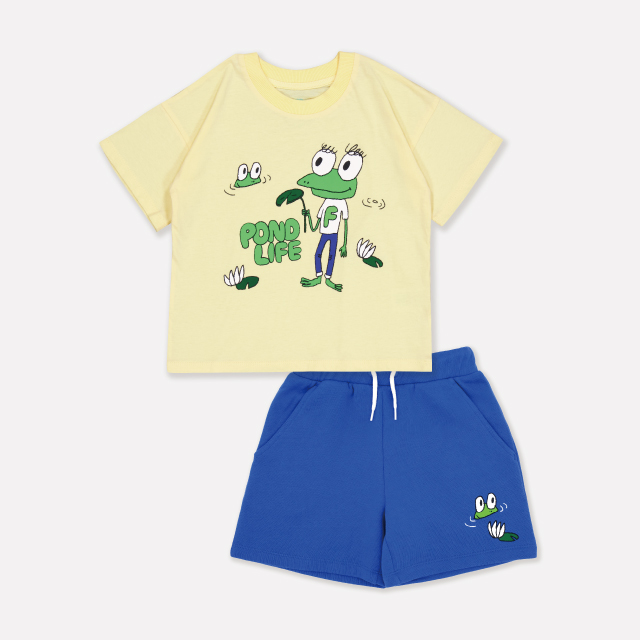 STRAWBERRY FIELD KIDS FW24 스트로베리필드키즈 SET개구리 반팔 티셔츠 개구리 반바지 세트