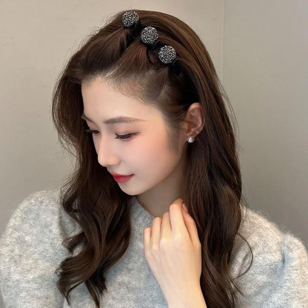 헤어 클립 순 2023 새로운 고급 라인 석 볼 8 앞머리 클립 사이드 단어 클립 덕빌 클립 헤어 카드