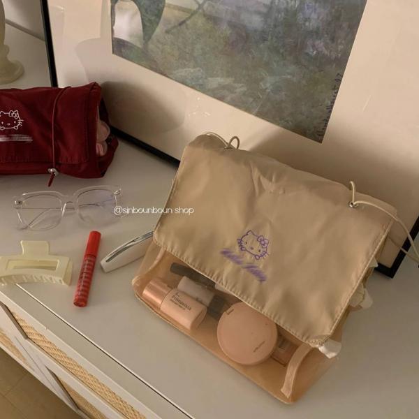 신데렐라 잡화점 휴대용 사인원 파우치 탈부착 망사 스트랩 파우치 여행용 파우치
