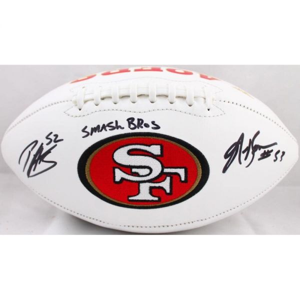 나보로 보우먼 패트릭 윌리스 49ers 로고 풋볼과 스매시 브라더스BAW 홀로 사인 풋볼