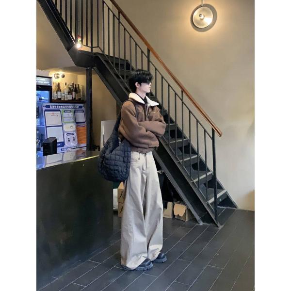 메드 아저씨 퓨어 칼라 터틀넥 도톰 숏 램스울 코트 더블 집업 스웨이드 자켓 붐