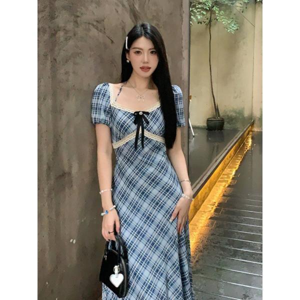 스윗도도 화풍 편지 반팔 원피스 여 여름 벌룬소매 아카데미 스타일 스커트