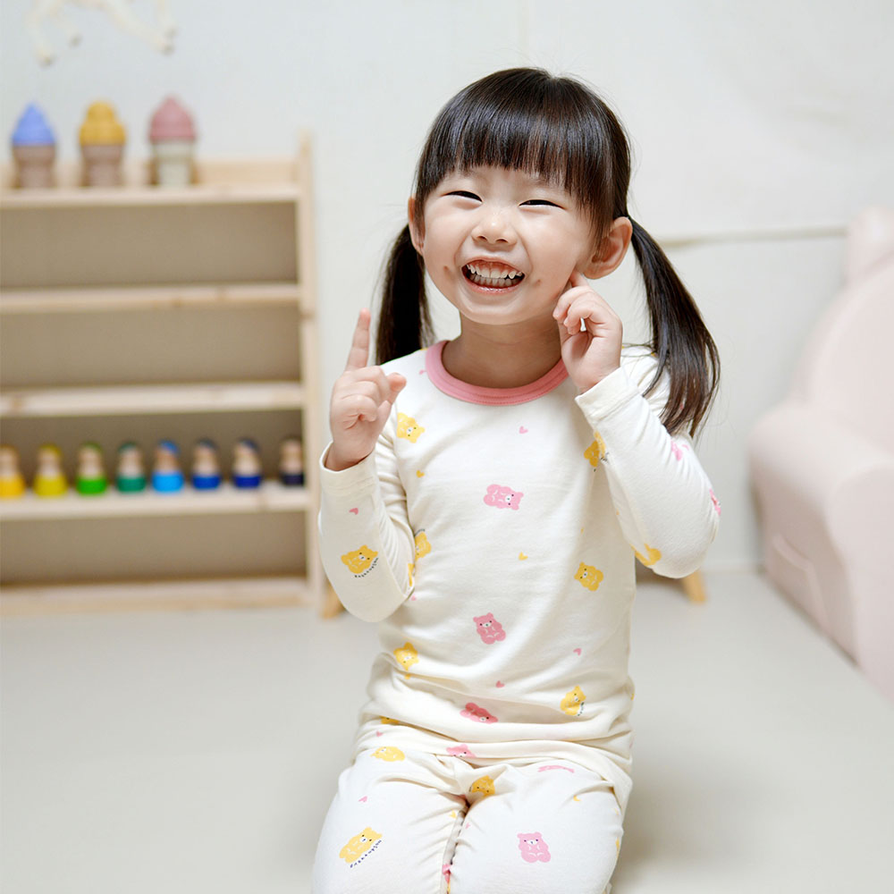 배꼽손 항균 아기 유아 여아 남아 봄 모달 긴팔 내복 내의 상하세트 140 말랑베어