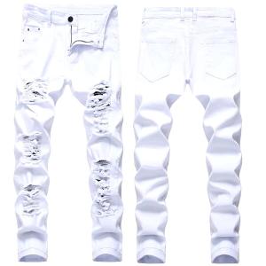 남성 남성용 데님 팬츠 타이드 망가진 홀 청바지 올 매치 하이