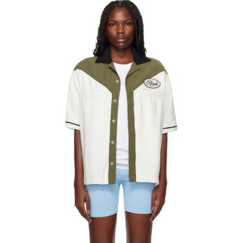 RHUDE 카키 오프 타운 앤드 컨트리 볼링 셔츠 242923F109005