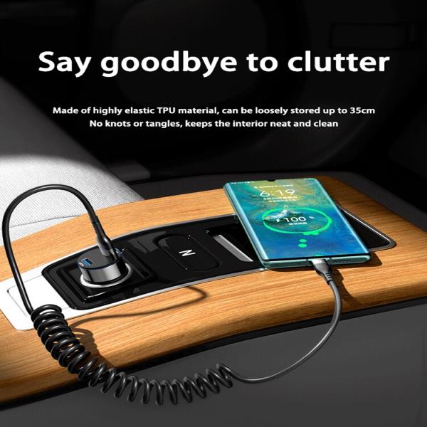 고속 충전 C타입 케이블 용수철 차량용 USB 샤오미 레드미 POCO 화웨이 아너 OPPO 휴대폰 핸드폰 충전기 66