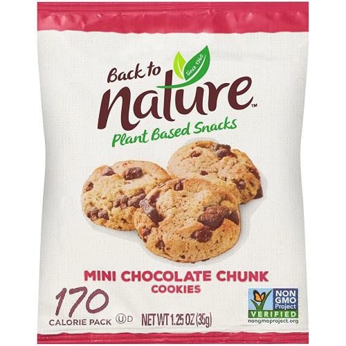 Back to Nature 초콜릿 청크 쿠키 - 개별 런치 박스 그랩 앤 고 스낵 백 유제품 프리 GMO 밀가루로 3 35g 1개