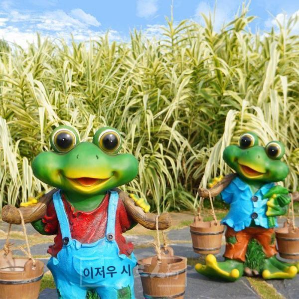 전원 정원 경관 개구리 들것 화원 노동 조각품 농악 수지 창의 공예품