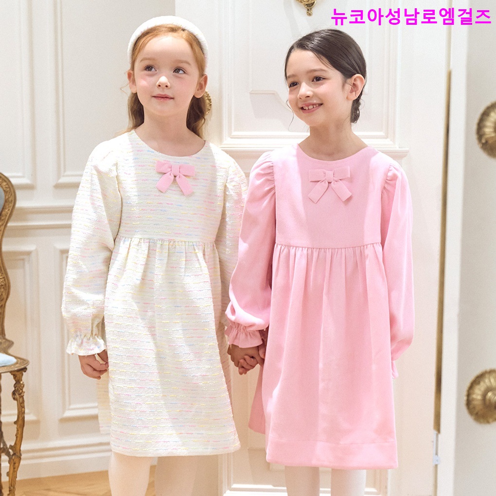 로엠걸즈 로엠걸즈 예뻐용 퍼프 소매 리본 장식 원피스 RGOW24W3P 130