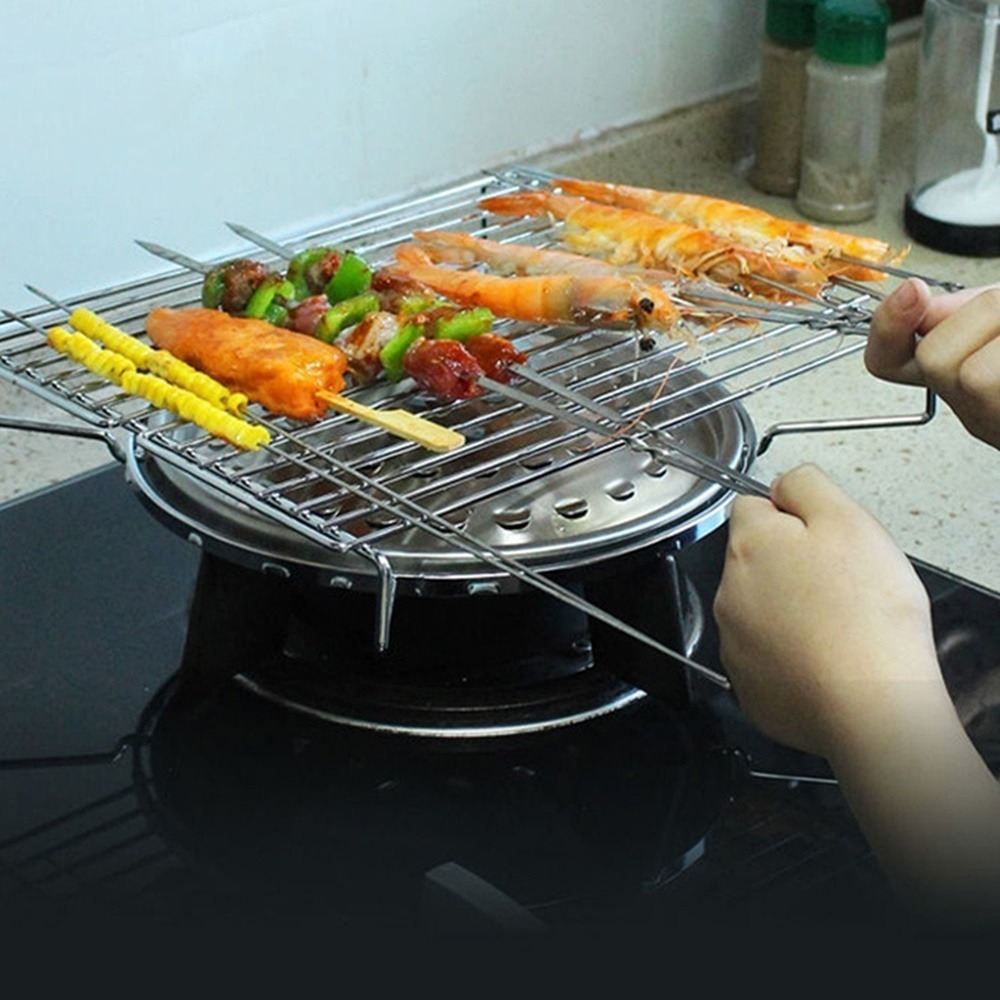 캠핑감성 꼬치구이 그릴 닭꼬치 사각 그릴 스테인레스 스틸 바베큐 브래킷가스 버너
