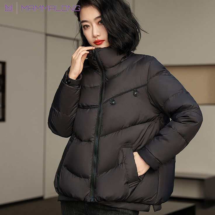 맘마롱 엄마옷 가을 겨울 엘레강스 마담 숏 캐주얼 패딩 오리털 투피스 코트 M