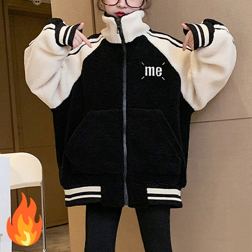 도오빠 마이미마 주니어 뽀글이 집업 폴라넥 포켓 긴팔 겉옷 시보리 누빔 안감 외투 어린이 남아 여아 공용 겨울 아우터 170 170