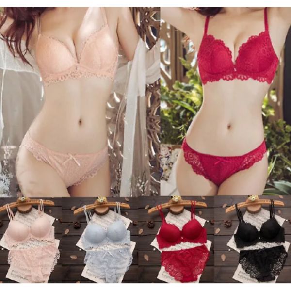 레이스 볼륨업 노와이어 브라 팬티 세트 여성 뽕브라 란제리 속옷 94255