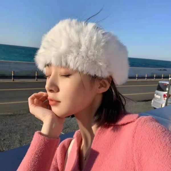 퍼 헤어밴드 퍼만들기 가을겨울 와이드 헤어밴드 고급스러운 반모 토끼털 헤어라인 여일상 밖을 가림