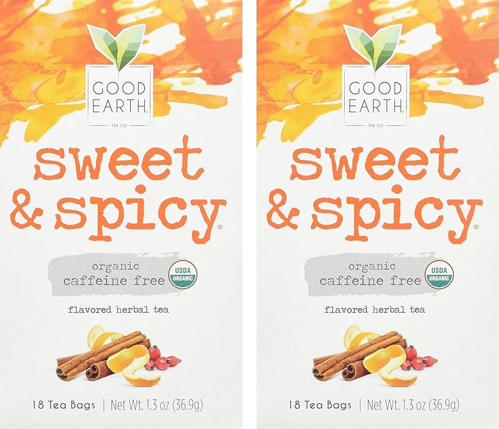 Organic Sweet Spicy 허브 카페인 프리 굿 어스 티 18 티백 2팩 2개 18개입 318890