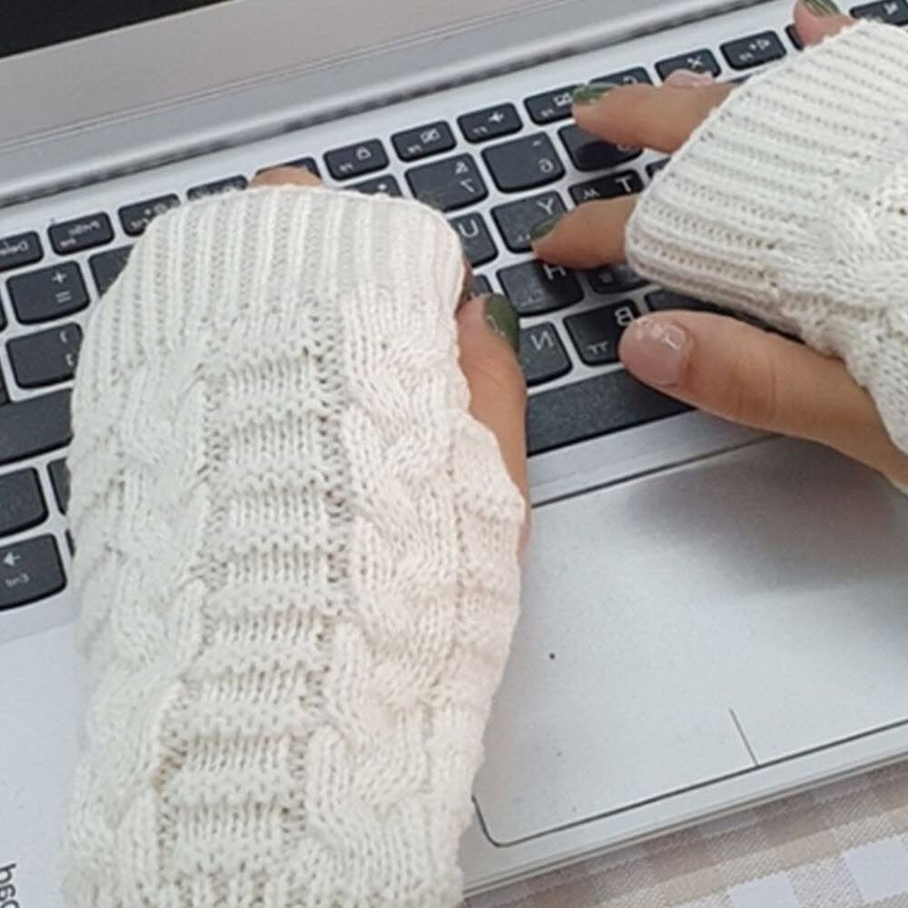 손토시 핸드워머 흰색 꽈배기니트 손가락오픈