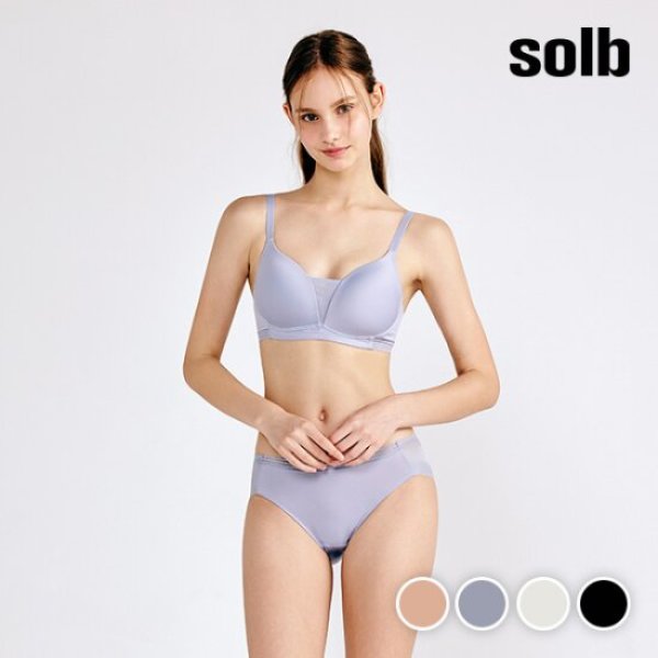 솔브 솔브 캐쥬얼 노와이어 브라팬티 1세트 블루그레이 GSET3821792583 80C-90
