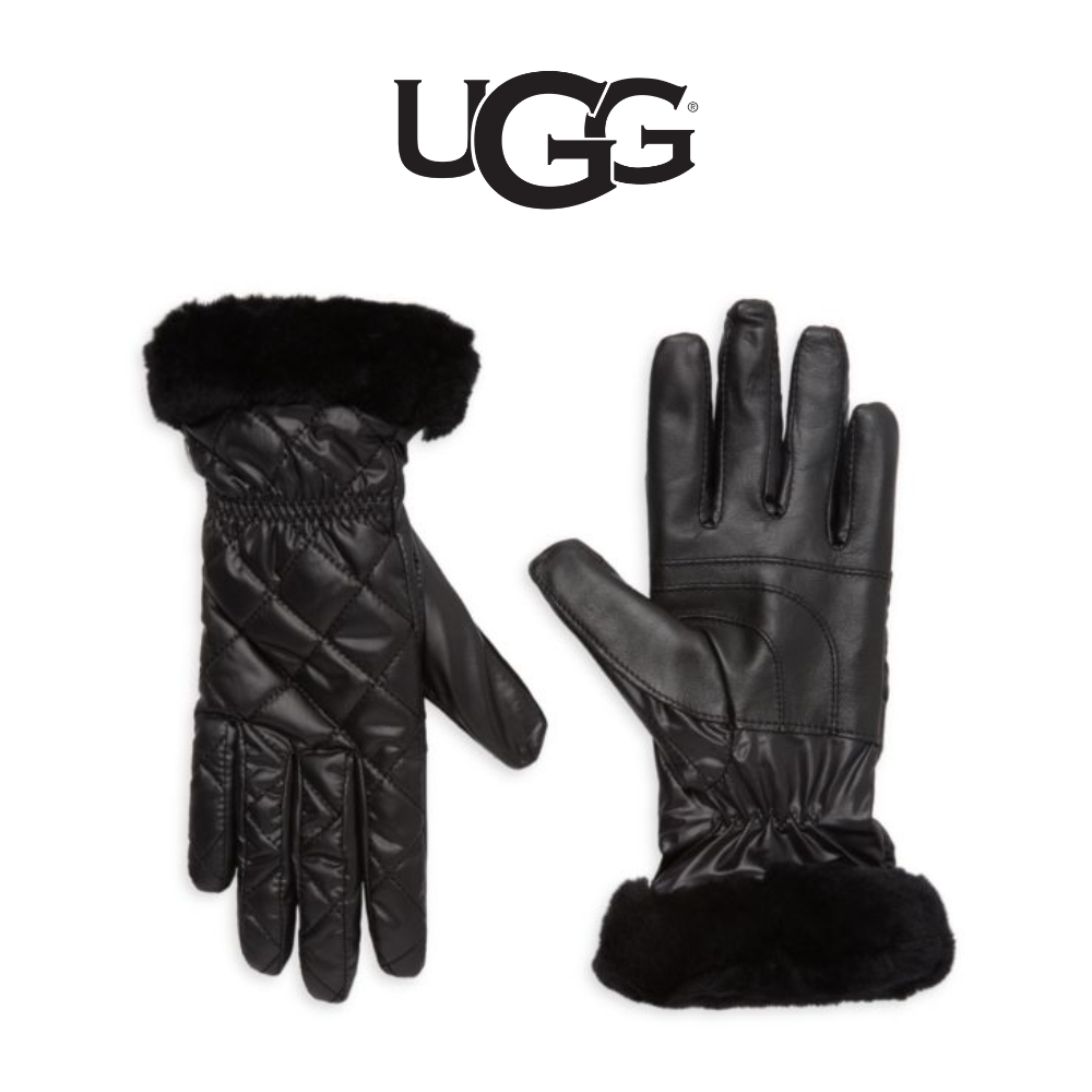 어그 어그 인조 퍼 트림 퀼팅 여성 겨울 장갑 UGG Faux Fur Trim Quited Gloves