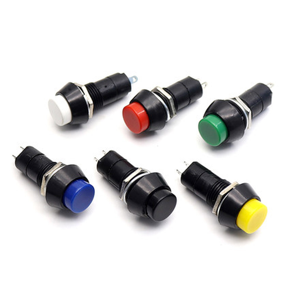 5Pcs 자동 잠금 플라스틱 푸시 버튼 스위치 래치 3A 250V AC 2PIN 6 색 PBS-11A
