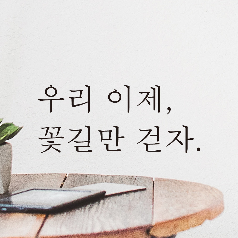 어썸투데이 감성 문구 레터링 스티커 우리 이제 꽃길만 걷자 S 흰색 L-046