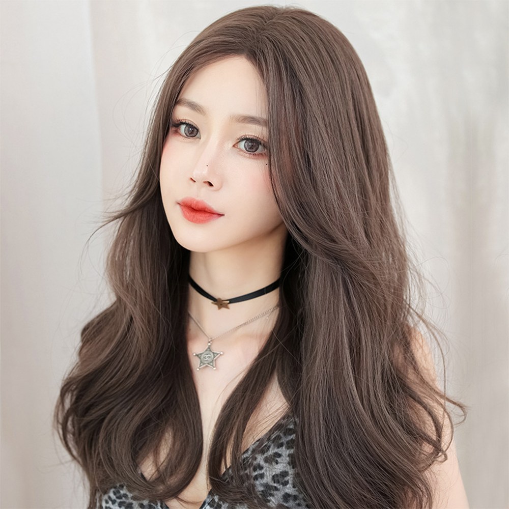하이유니 베아트리체 웨이브 롱 헤어 프리미엄 통가발 챠콜블랙 - 통가발 거치대 가발망 1개