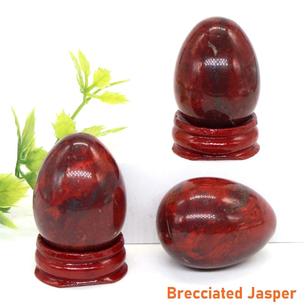 천연 크리스탈 스톤 요니 에그 광택 자수정 석영 치유 미네랄 볼 D 20 pcs 1개 1 Brecciated Jasper