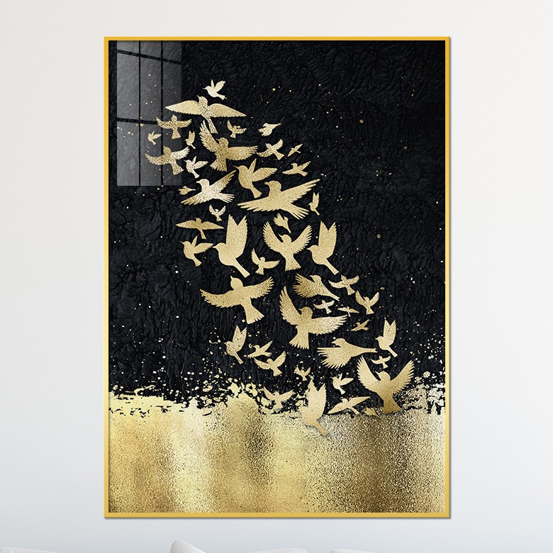 아트블루 황금 대지와 나비 풍수 인테리어 3 황금나비 B 오른쪽 A1 60 x 84 cm 메탈 액자