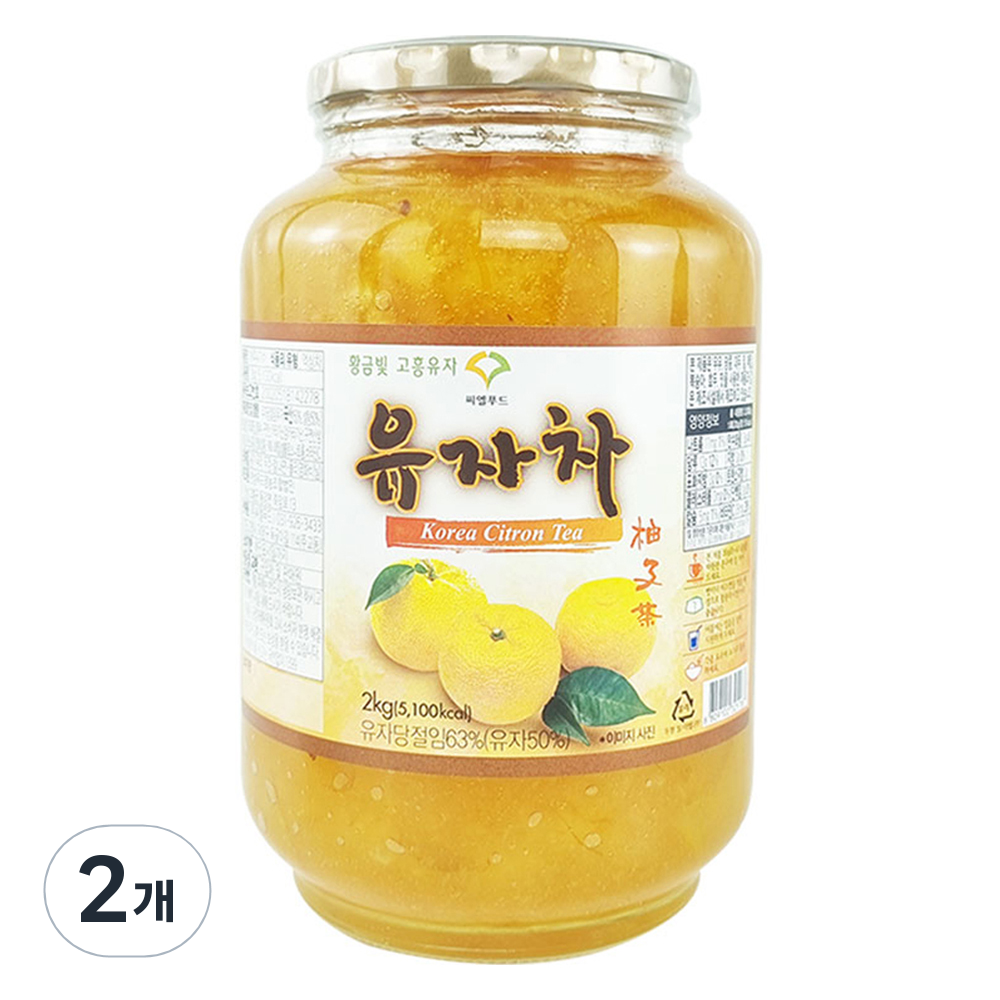씨엘푸드 하루 유자차 2개 1개입 2kg