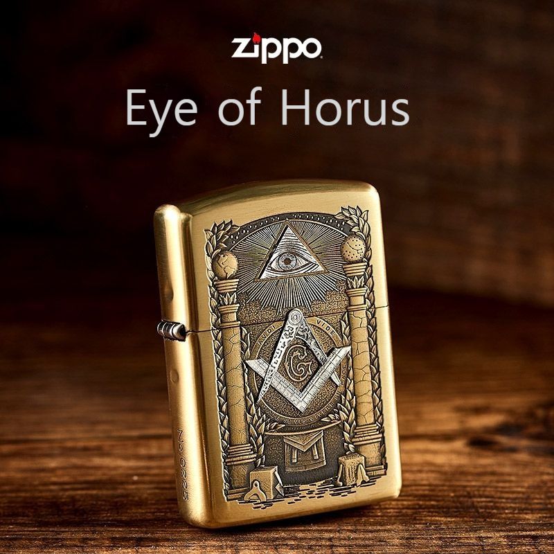 지포 Zippo Zippo Armor 스테레오 스코픽 조각 Horus Eye Kerosene 방풍 라이터 선물 단일 기계