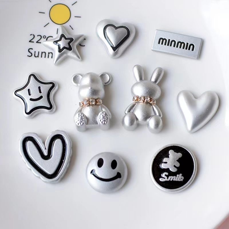 고급스러운 토끼 곰 사랑심 장식품 액세서리 헤어밴드 신발 꽃 크림색 실리콘 공예 재료