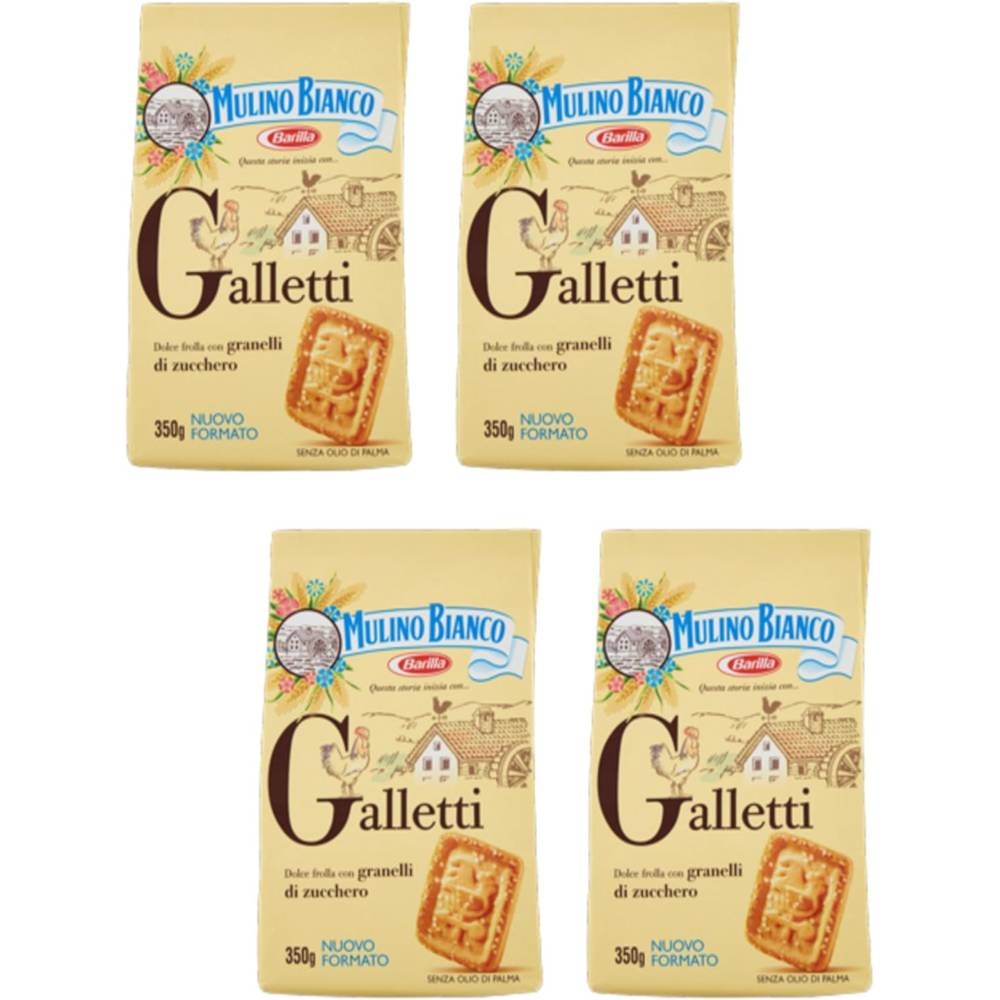 Mulino Bianco 뮬리노 비앙코 갈레띠 설탕 크리스탈 비스킷 350g 4팩 4개