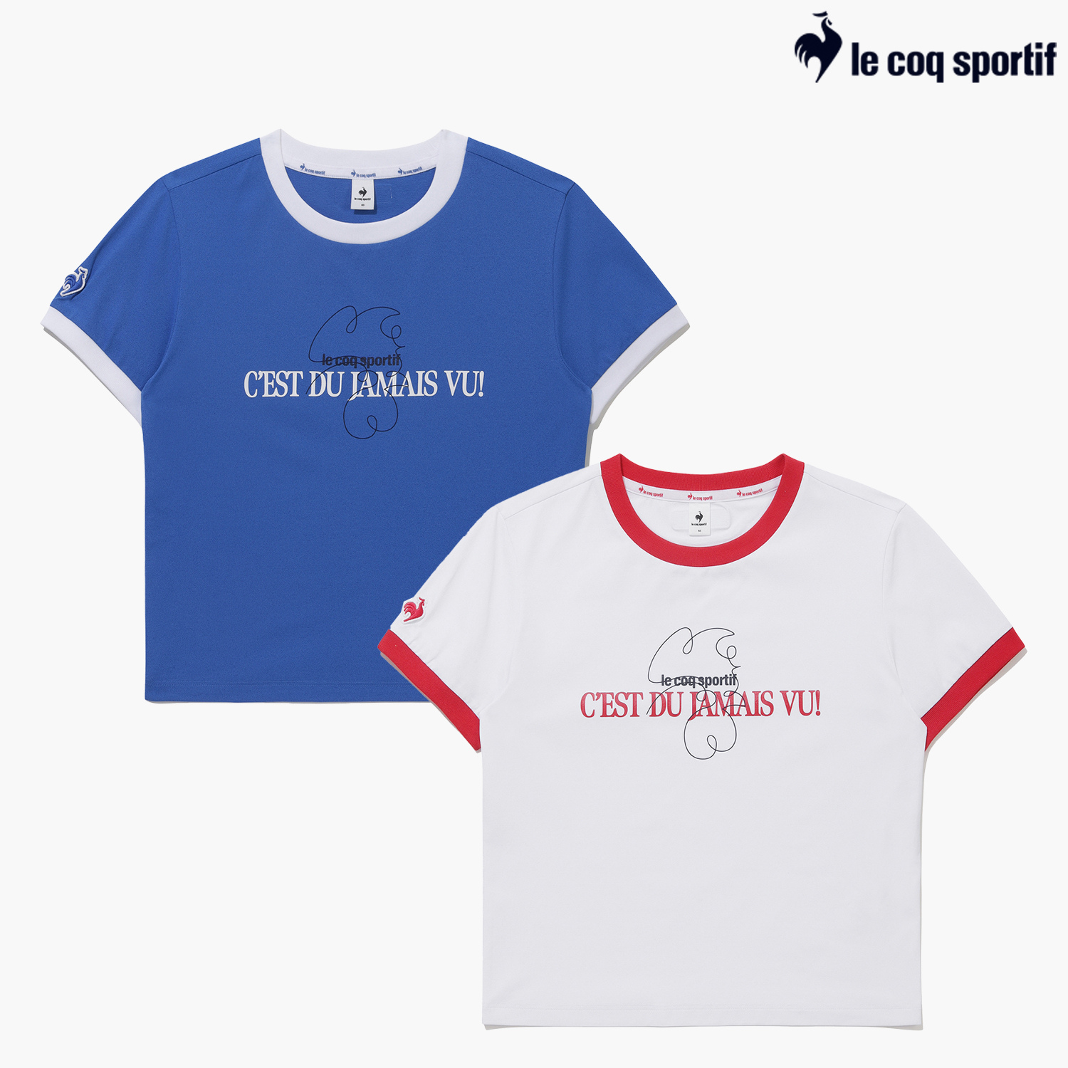 르꼬끄스포르티브 르꼬끄 W 링거 반팔티 B1 BLU WHT QQ122TRS31