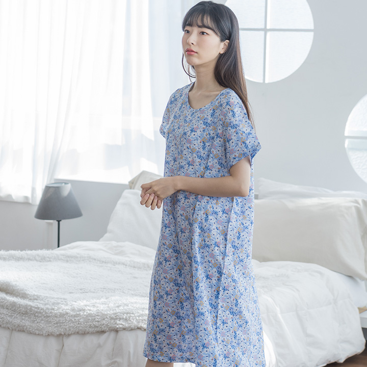 디노바시 디노바시 여성용 그린인견 반팔 원피스 플라워드림