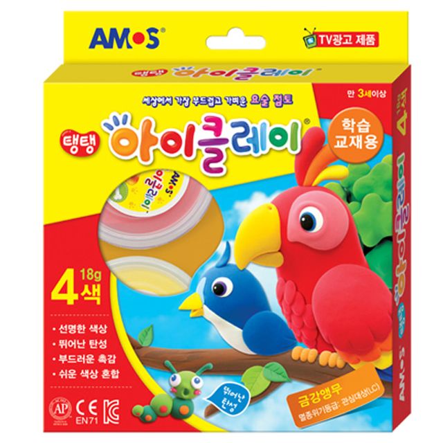 금강앵무 아이클레이 4색 18g 감각놀이 컬러점토 만들기 유치원 랍코저