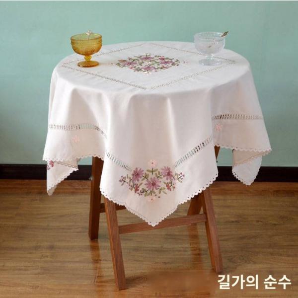 길상가 핸드메이드 리본 자수 소파 커버 심플 패브릭 만능 커버 빈 식탁보 멀티